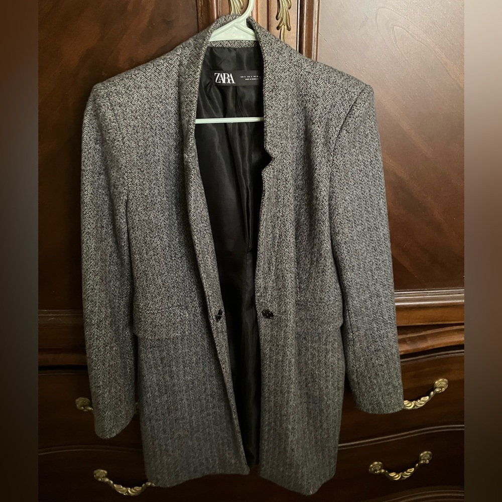 Zara grey long coat blazer
